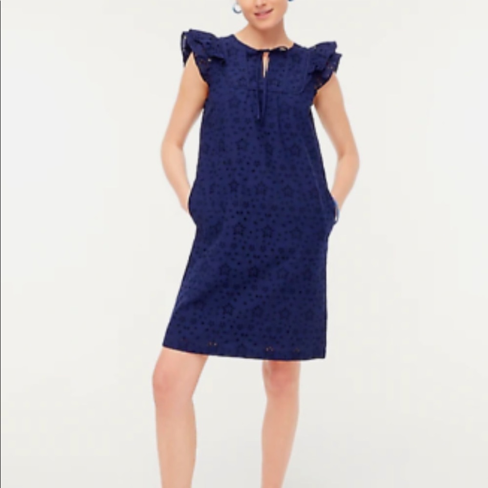 Eyelet flutter-sleeve mini dress
Item BF895